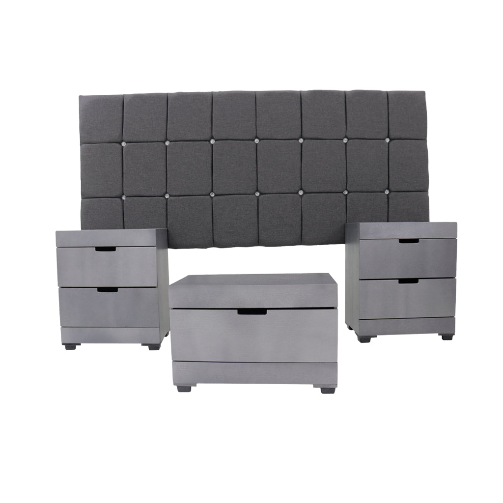 Recámara King Size Fernand Mod. Diamante Color Gris