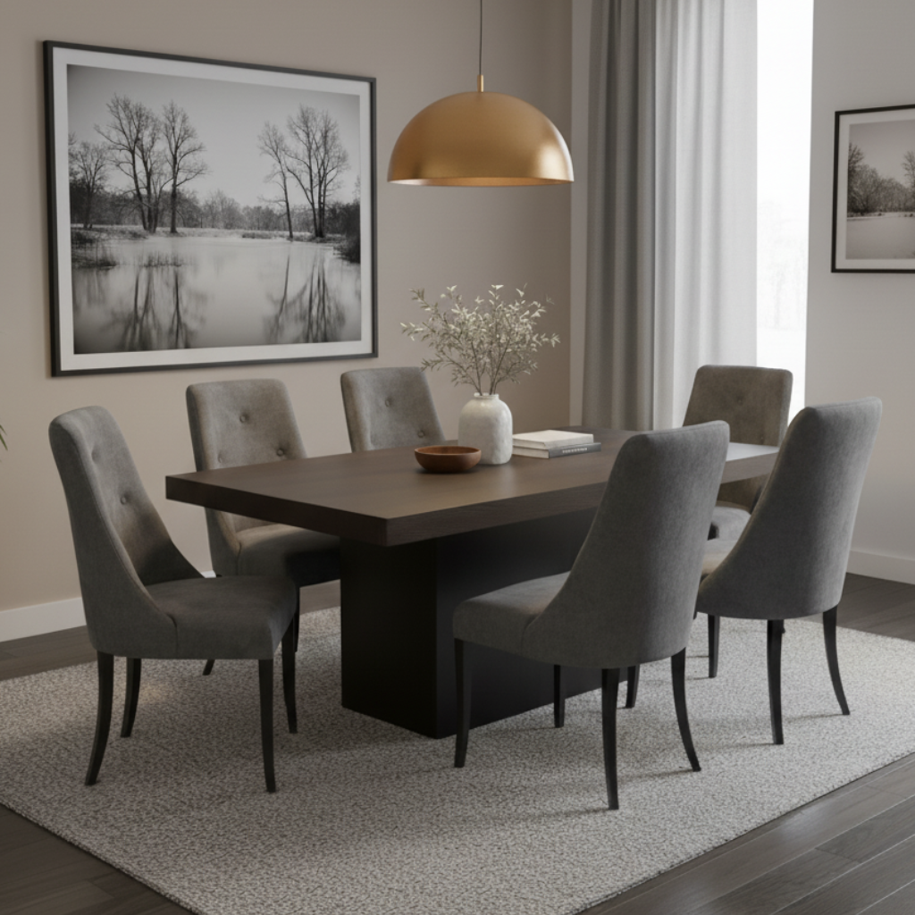 Comedor Herwong Mod Manhattan 6 Sillas Color Nogal