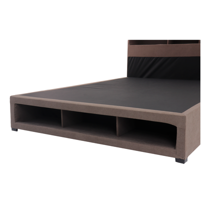 Cama Matrimonial Puff Land Mod. Kennya Tela Color Chocolate