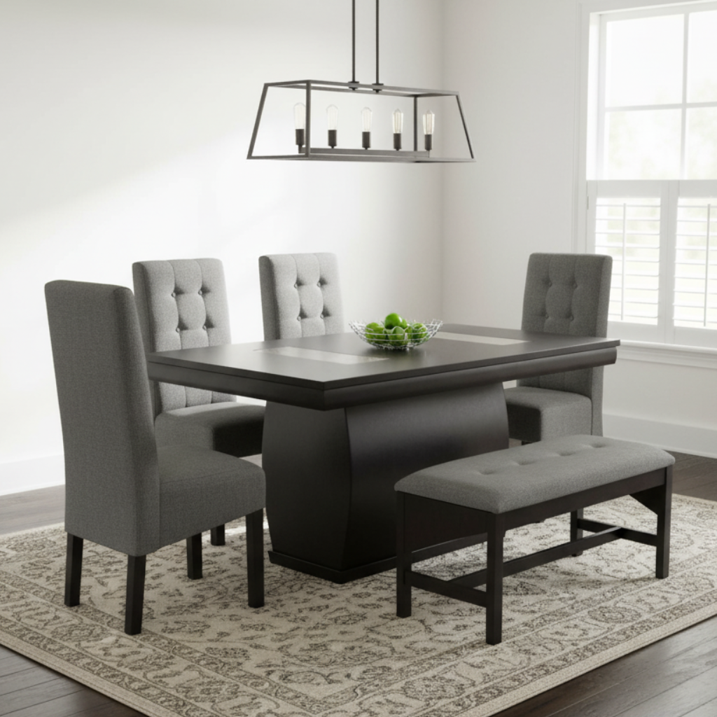 Comedor Romo Mod. Qatar 7 4 Sillas 1 Banca Color Chocolate