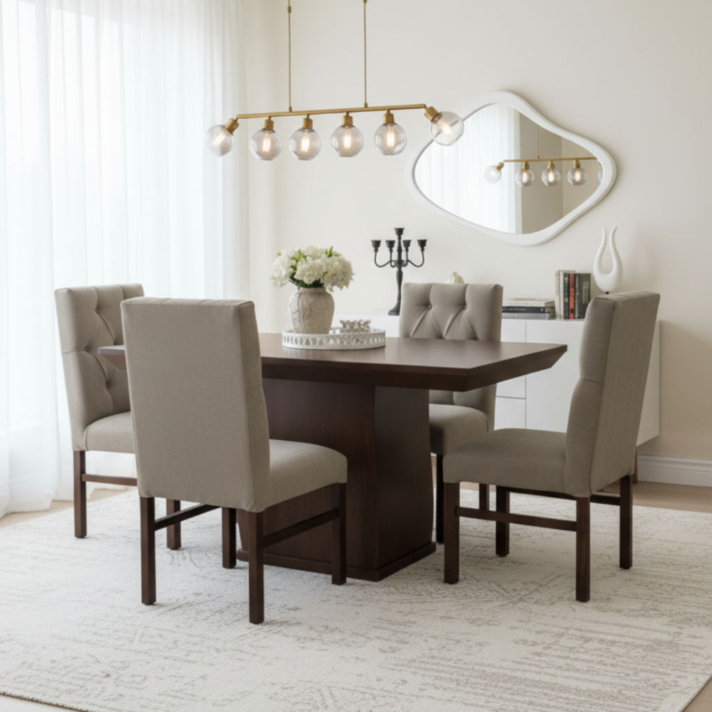 Comedor Romo Mod. Victoria 5 Piezas Color Encino