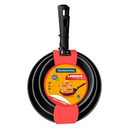 Juego De Sartenes Tramontina Mod. Loreto 3 Piezas Color Rojo
