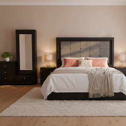 Recámara King Size Fernand Mod. Charlotte Color Gris