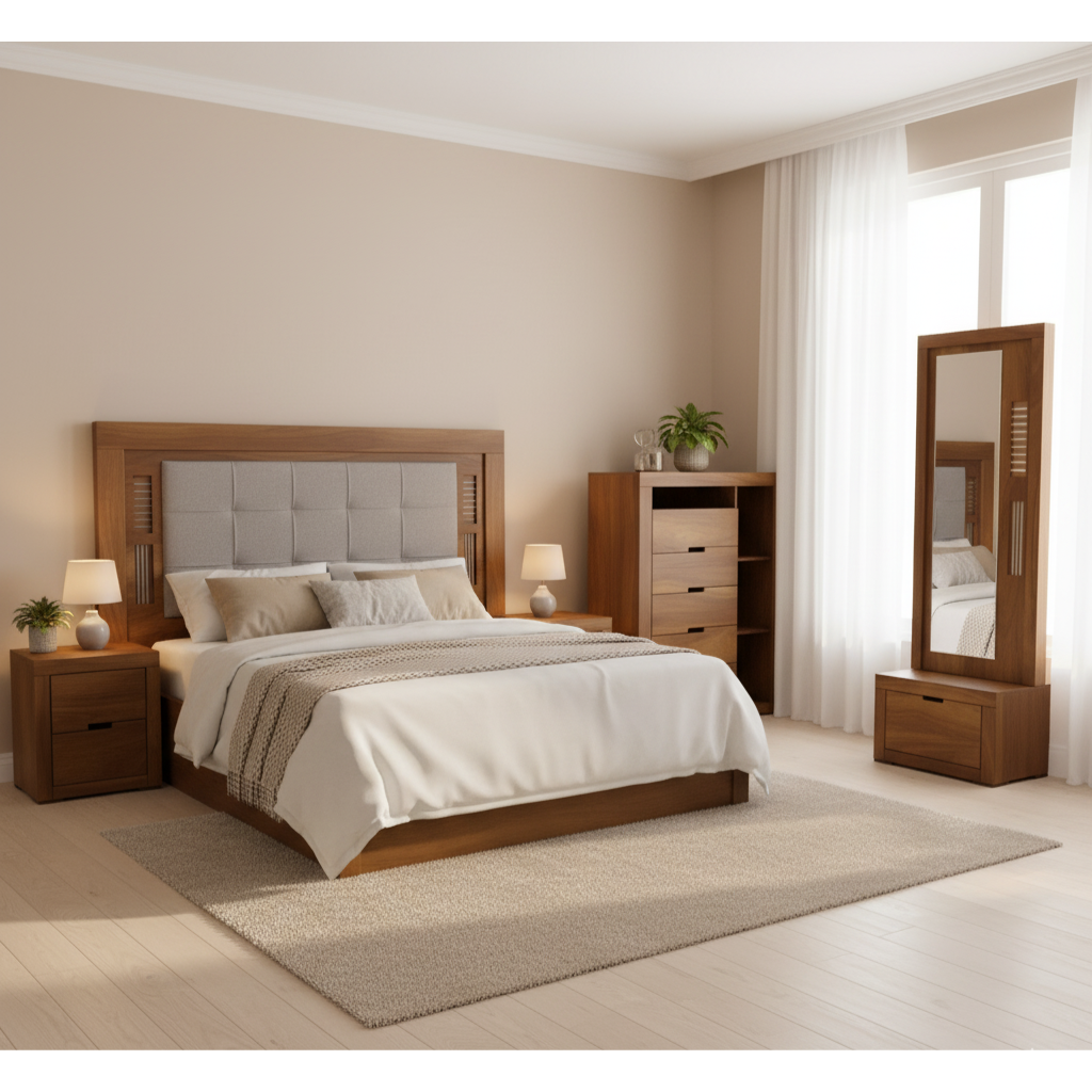 Recámara King Size Flaroma Mod. Hadar Color Nogal