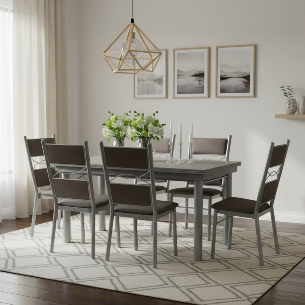 Antecomedor Boston Mod. Esmeralda 7 Piezas Color Gris