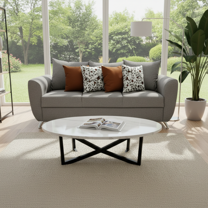 Mesa De Centro Tubacc Mod. Viena Color Marmol Blanco