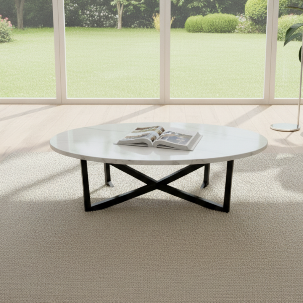 Mesa De Centro Tubacc Mod. Viena Color Marmol Blanco