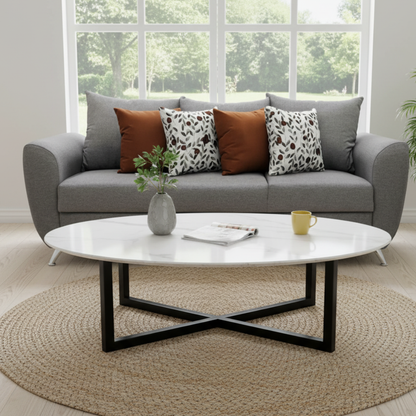 Mesa De Centro Tubacc Mod. Viena Color Marmol Blanco