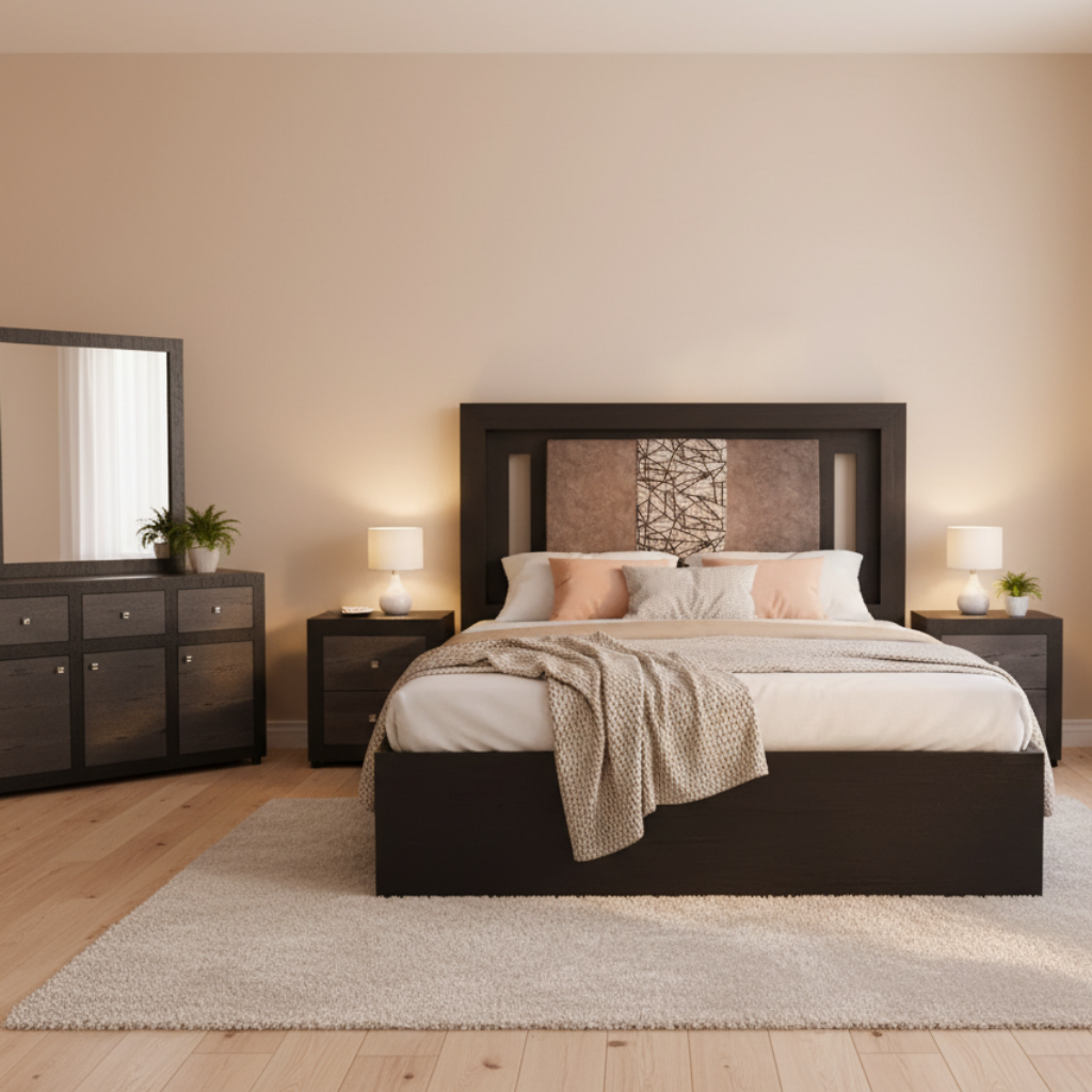 Recámara King Size Denisse Mod. Berlin Color Gris