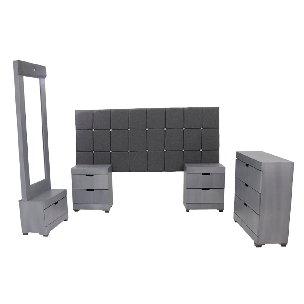 Recámara King Size Fernand Mod. Diamante Color Gris