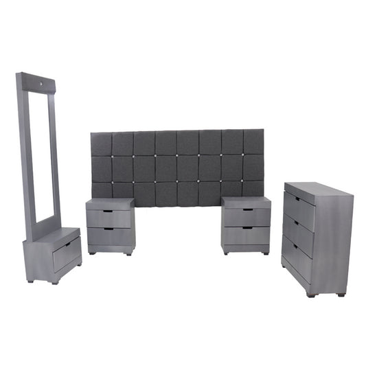 Recámara King Size Fernand Mod. Diamante Color Gris