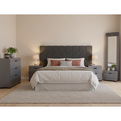 Recámara King Size Fernand Mod. Diamante Color Gris